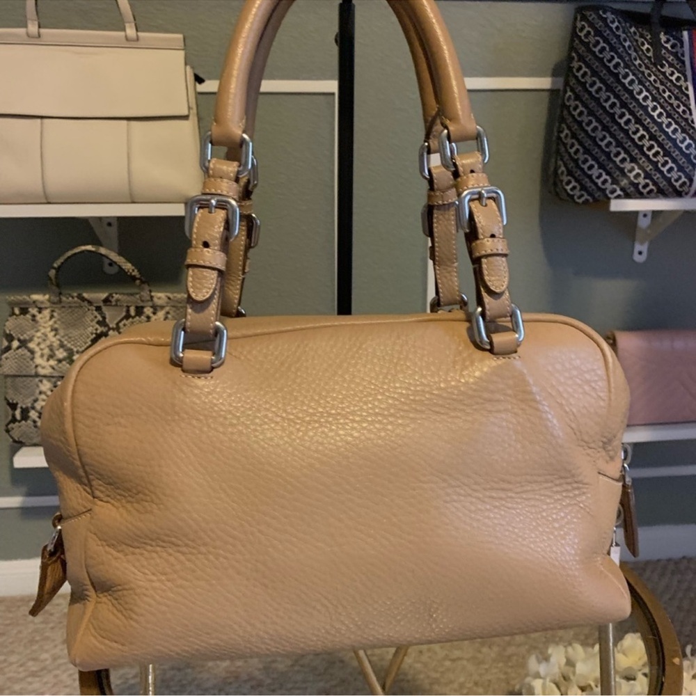 PRADA Vitello Daino Embossed Logo Bowler Shoulder Bag - Picture 5 of 16